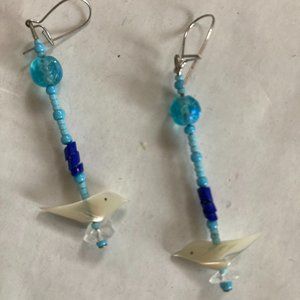 Blue bird earrings  - dangle